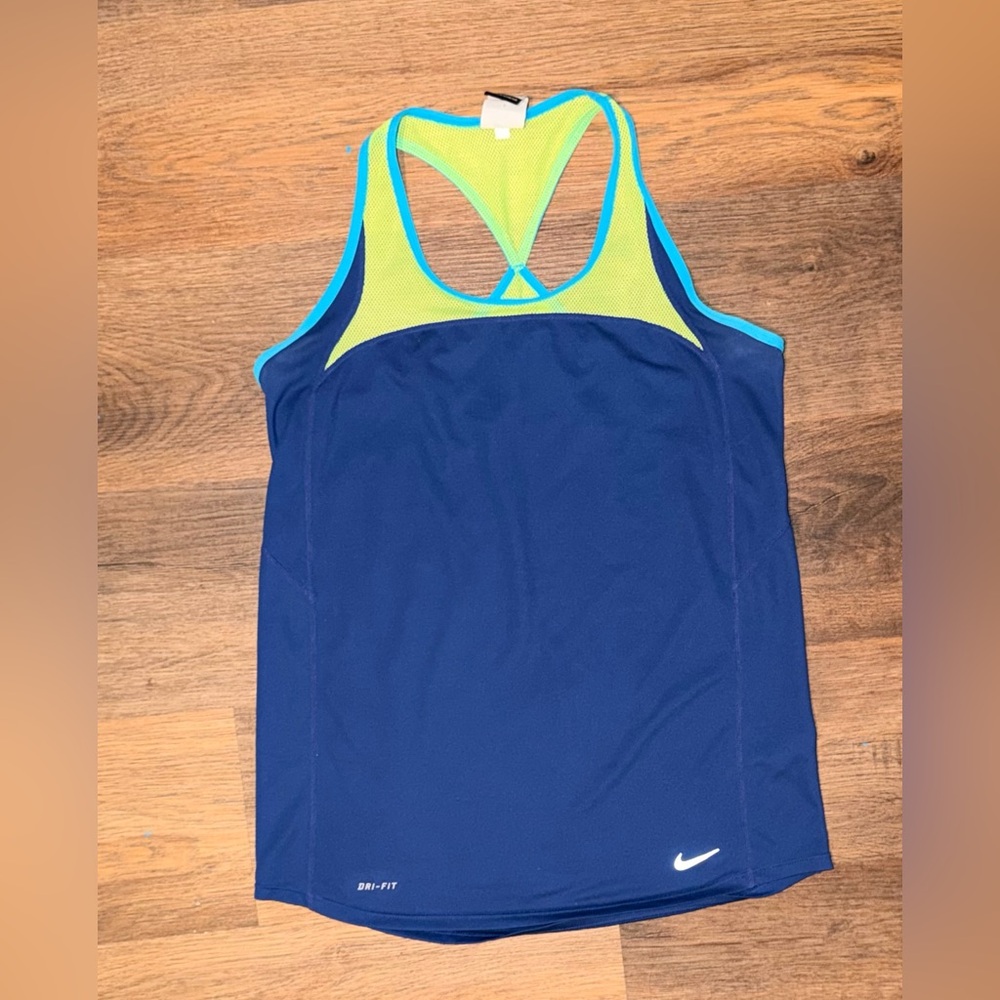 Nike Women's Swim Top in Blue and Lime